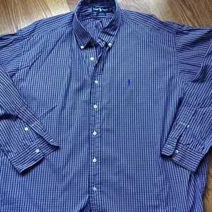 Ralph Lauren Men's Navy and White Checkered Shirt
